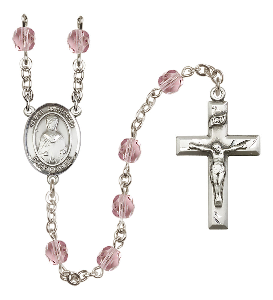 St. Winifred of Wales Rosary - 6mm Light Amethyst Fire Polished beads - 8419
