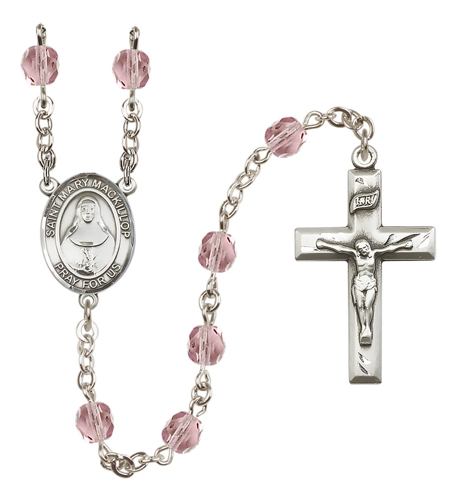 St. Mary Mackillop Rosary - 6mm Light Amethyst Fire Polished beads - 8425
