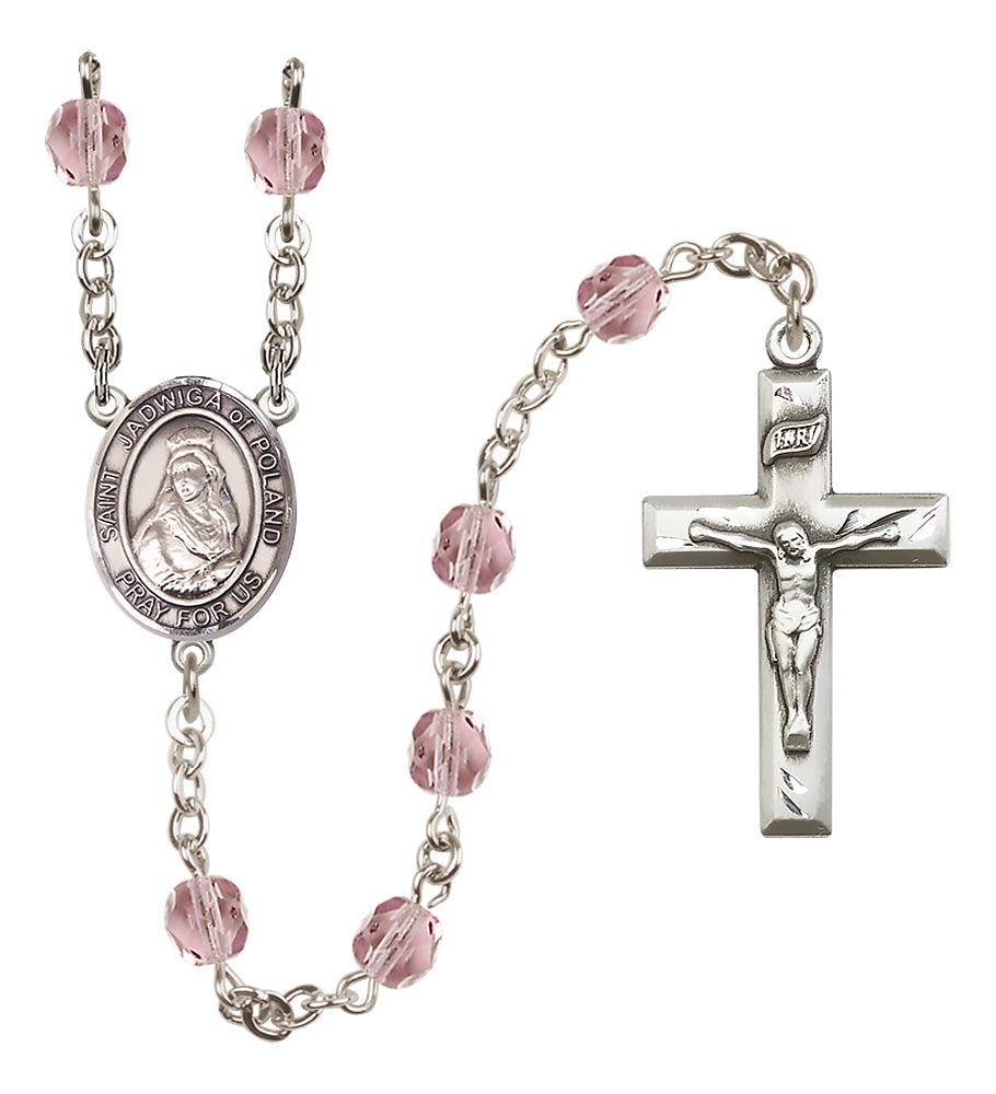 St. Jadwiga of Poland Rosary - 6mm Light Amethyst Fire Polished beads - 8434