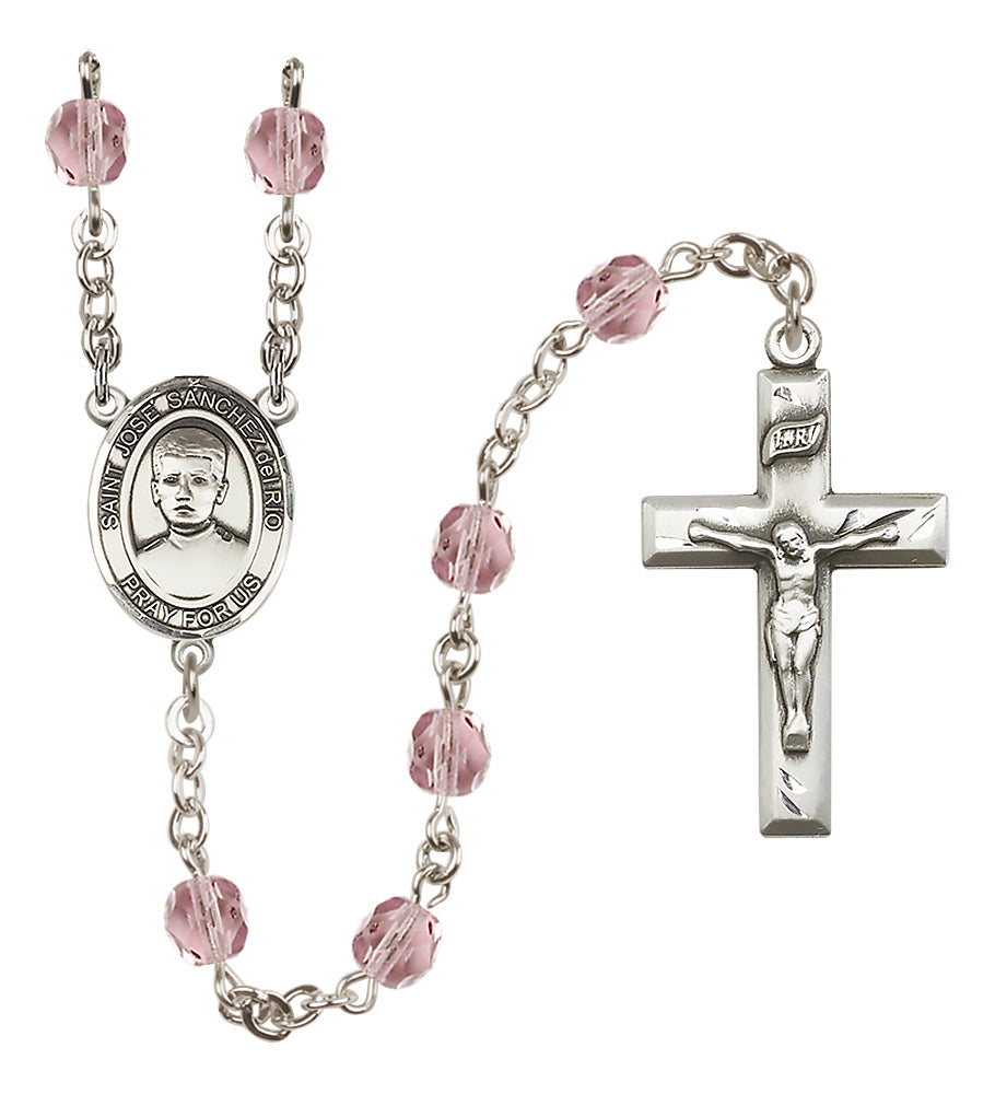 Blessed Jose Canchez del Rio Rosary - 6mm Light Amethyst Fire Polished beads - 8446
