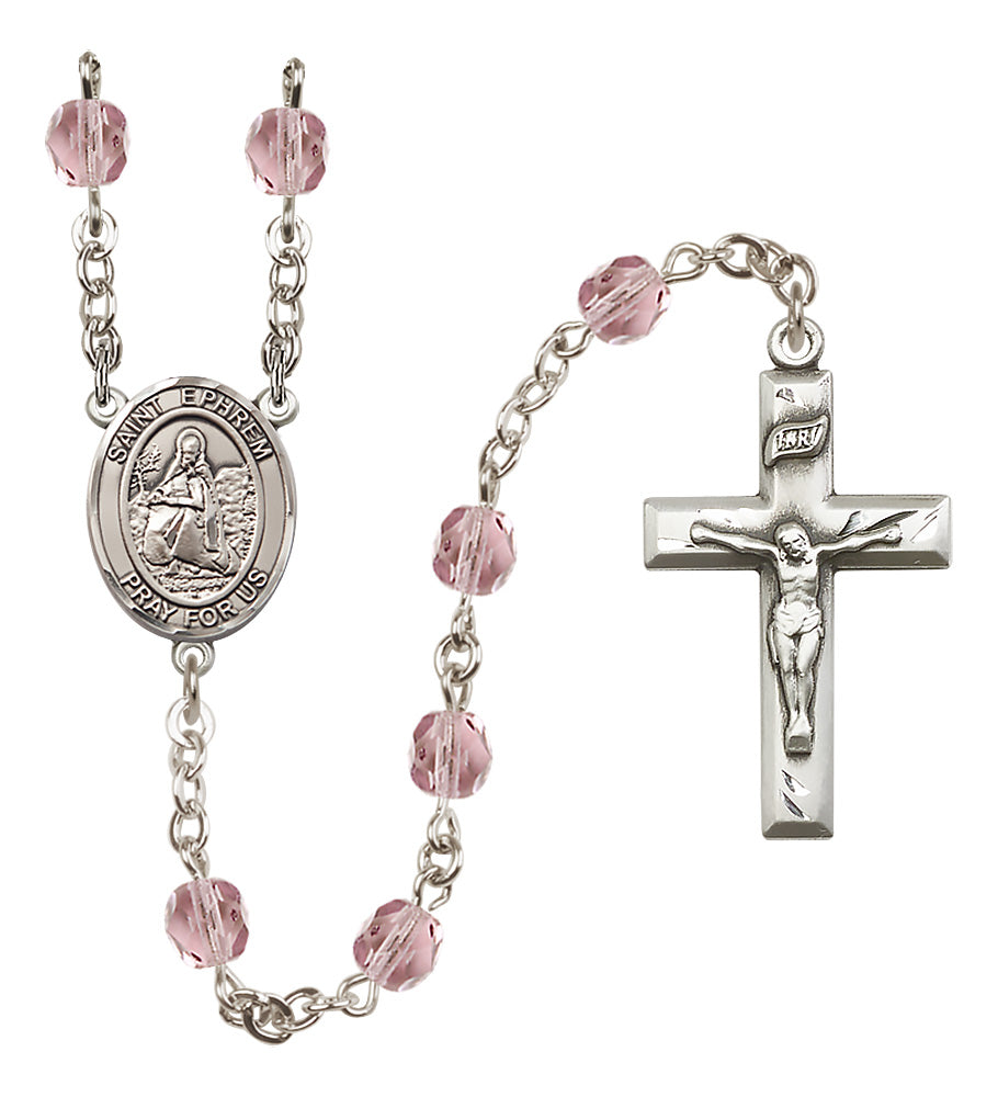 St. Ephrem Rosary - 6mm Light Amethyst Fire Polished beads - 8449