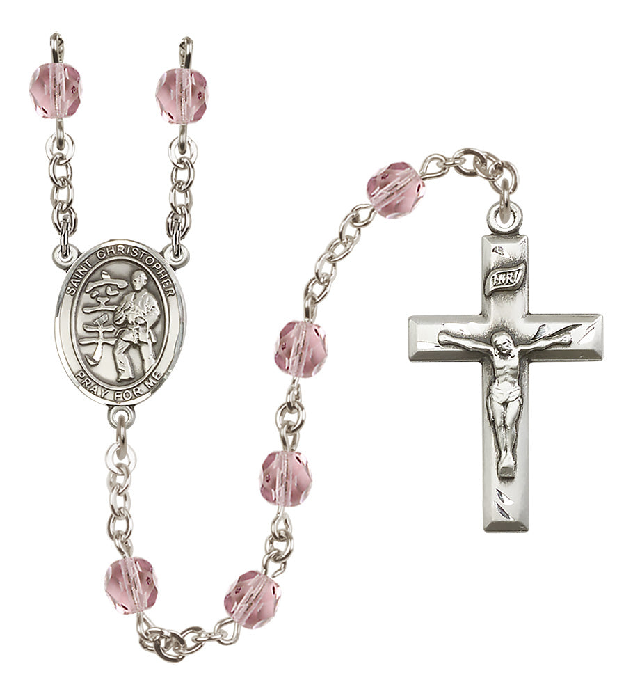Karate Rosary - 6mm Light Amethyst Fire Polished beads - 8515