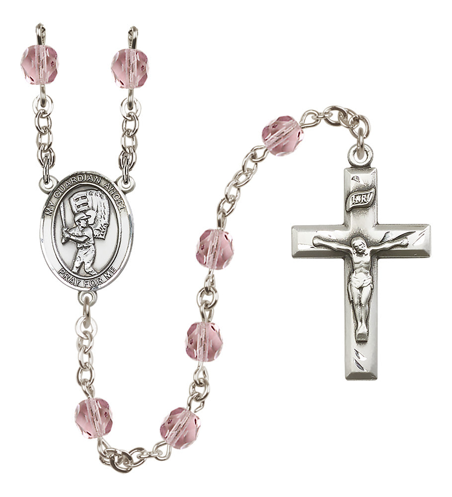 Baseball Rosary - 6mm Light Amethyst Fire Polished beads - 8700