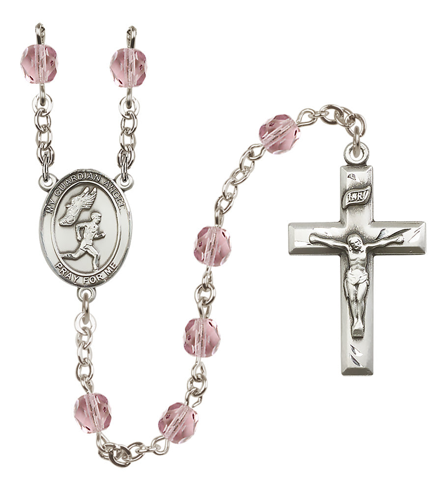 Track & Field Rosary - 6mm Light Amethyst Fire Polished beads - 8709