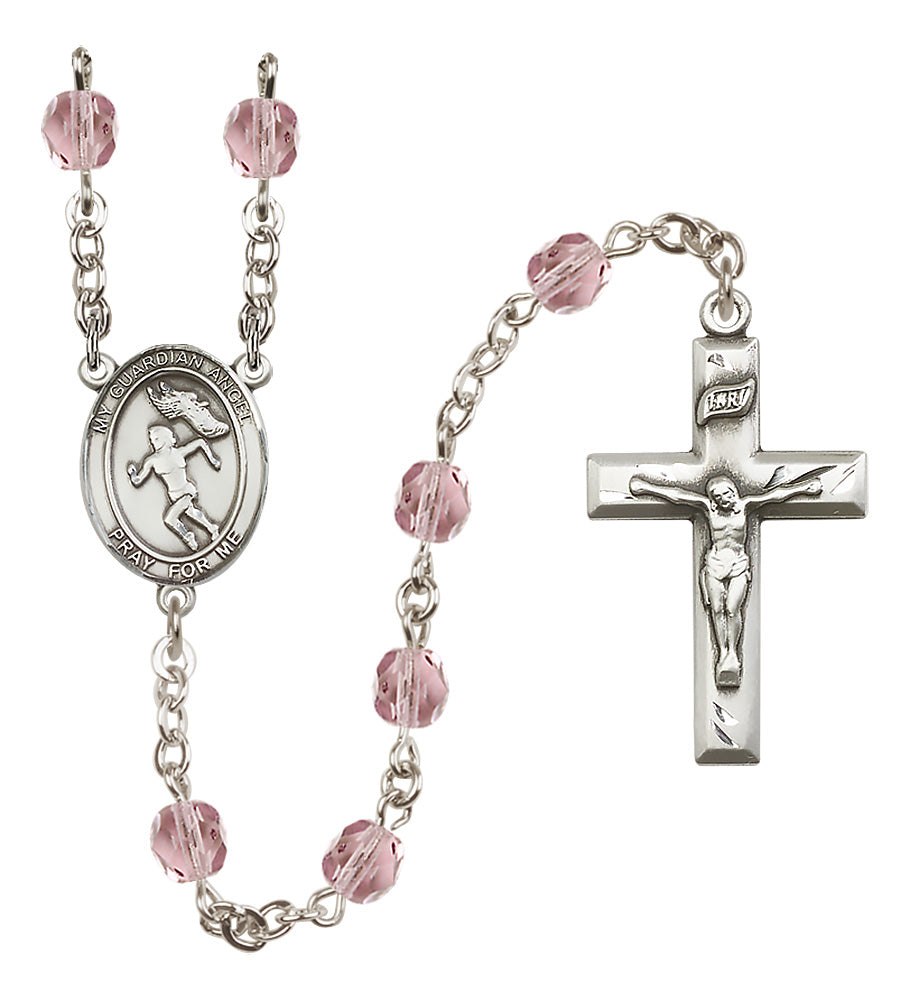 Track & Field Rosary - 6mm Light Amethyst Fire Polished beads - 8710
