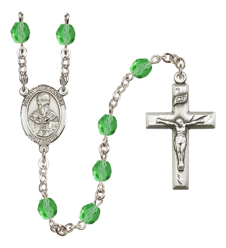 St. Alexander Sauli Rosary - 6mm Peridot Fire Polished beads - 8012