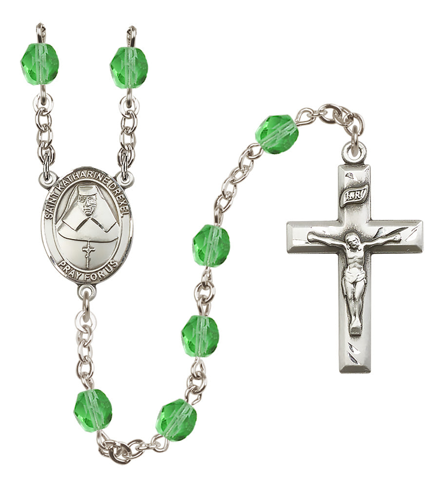 St. Katharine Drexel Rosary - 6mm Peridot Fire Polished beads - 8015