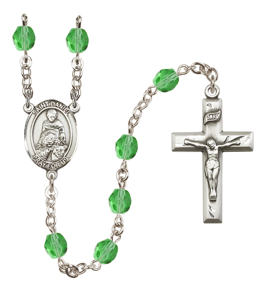 St. Daniel Rosary - 6mm Peridot Fire Polished beads - 8024