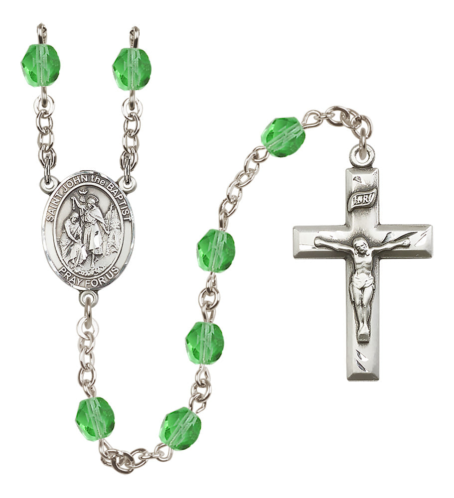 St. John the Baptist Rosary - 6mm Peridot Fire Polished beads - 8054