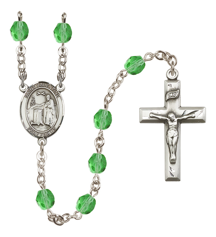 St. Valentine of Rome Rosary - 6mm Peridot Fire Polished beads - 8121