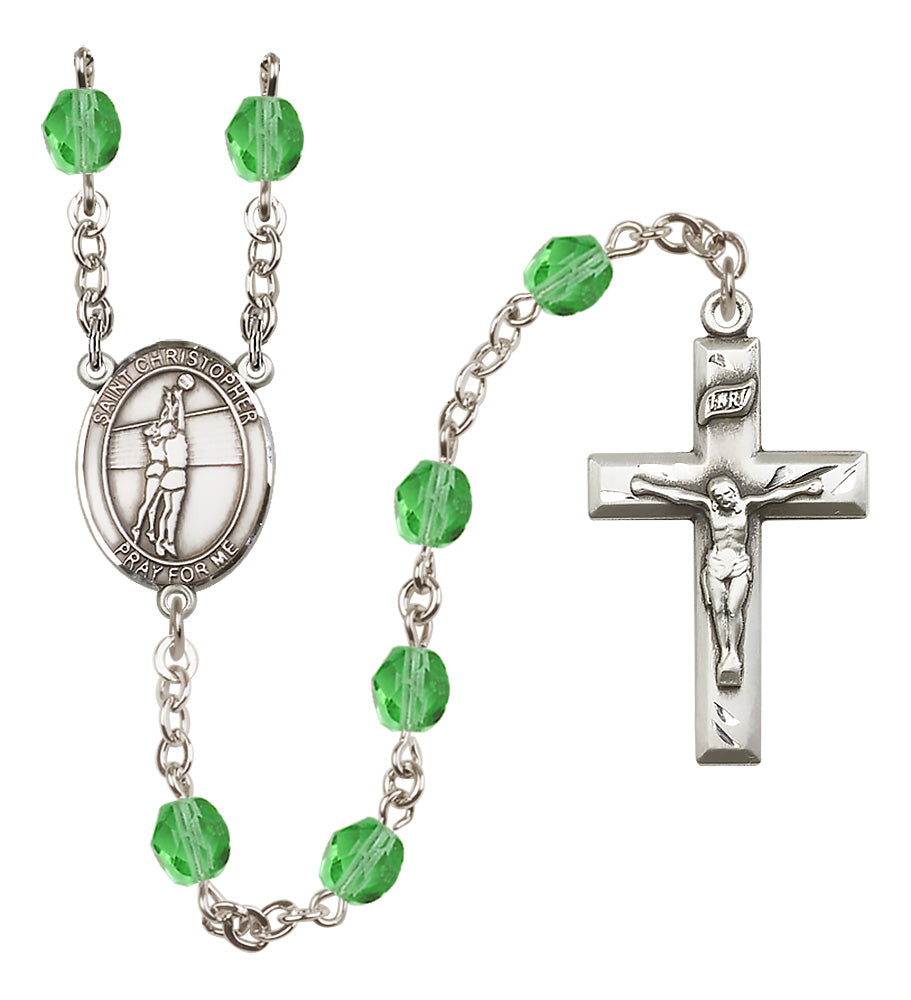 Volleyball Rosary - 6mm Peridot Fire Polished beads - 8138