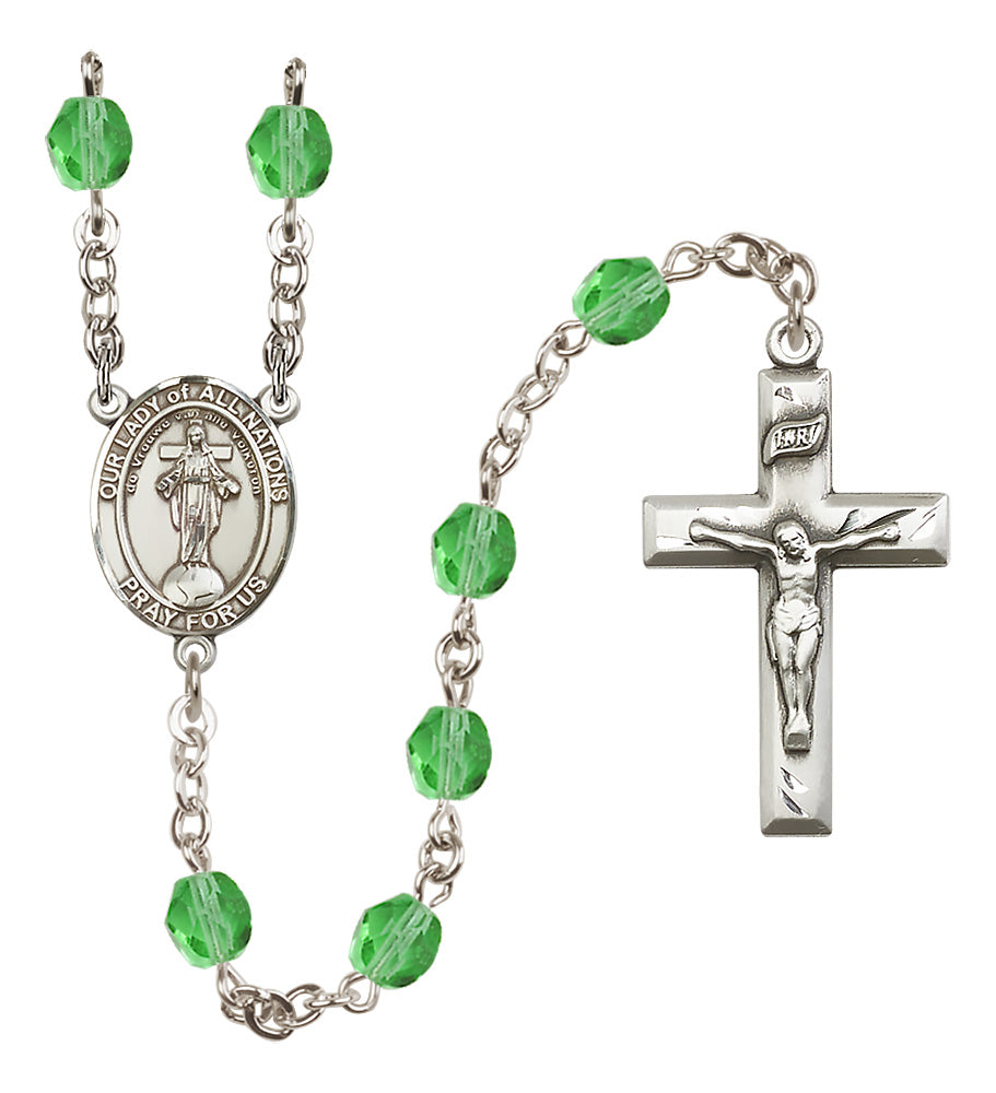 O/L of All Nations Rosary - 6mm Peridot Fire Polished beads - 8242