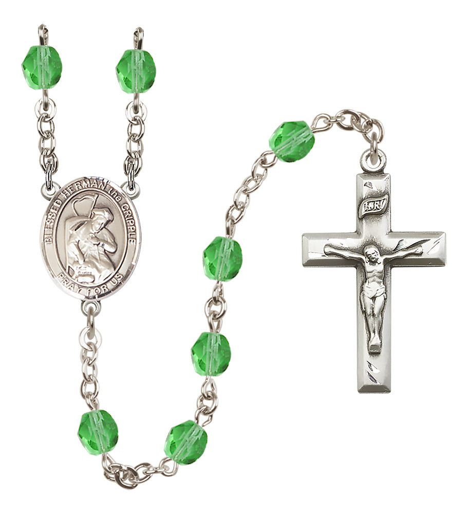 Blessed Herman the Cripple Rosary - 6mm Peridot Fire Polished beads - 8403