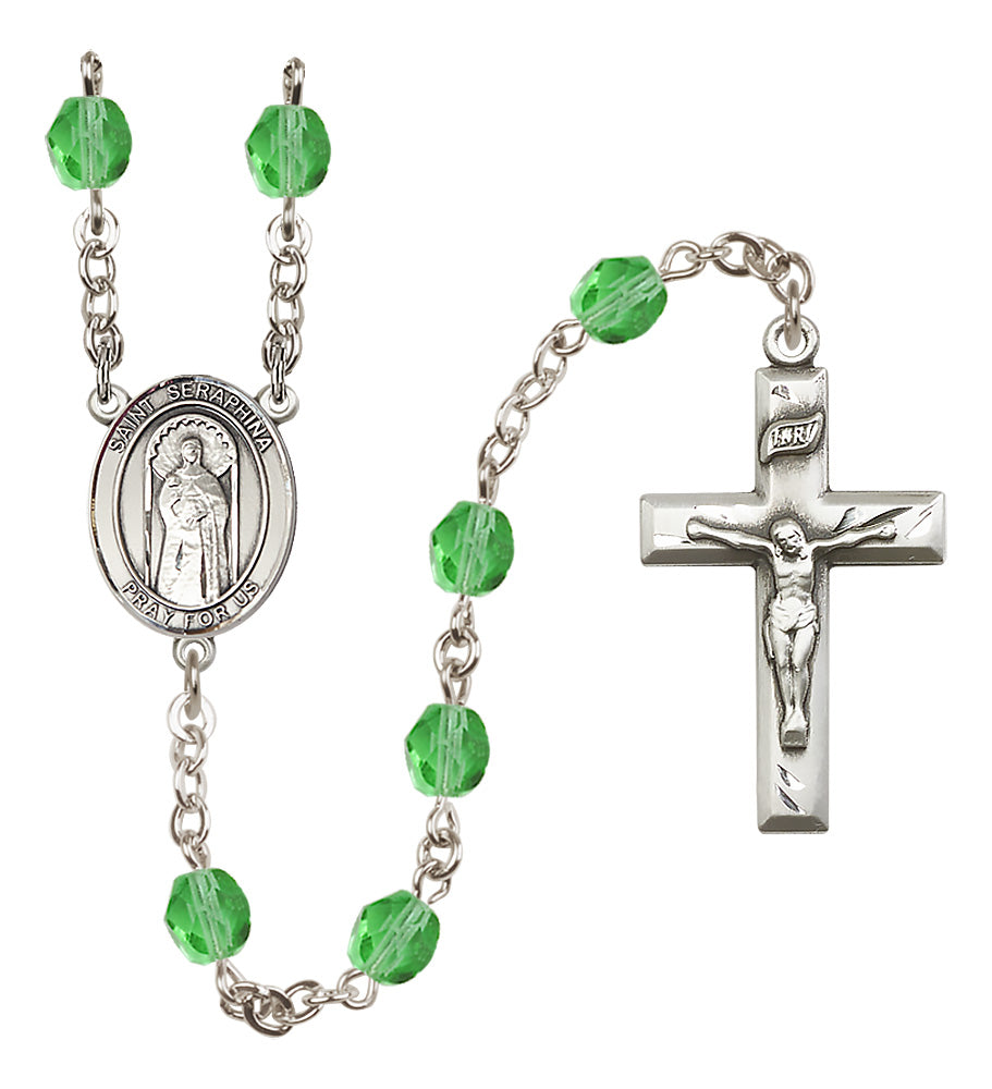 St. Seraphina Rosary - 6mm Peridot Fire Polished beads - 8405