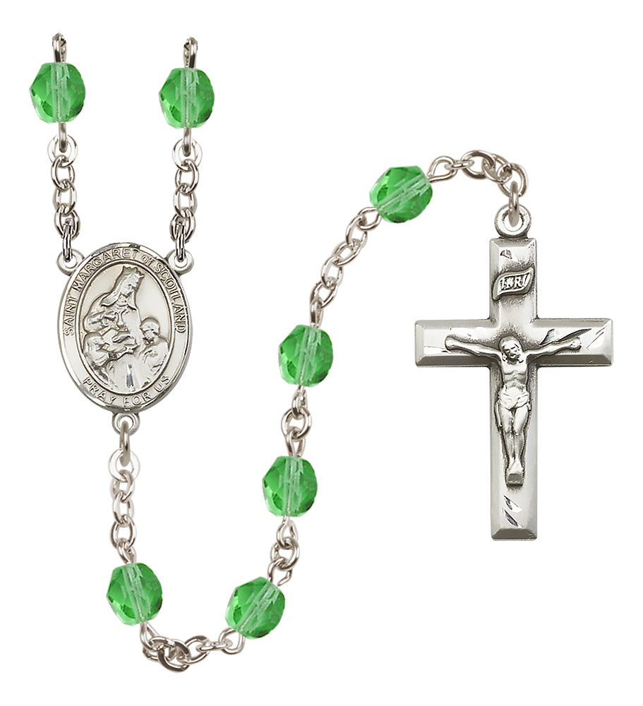 St. Margaret of Scotland Rosary - 6mm Peridot Fire Polished beads - 8407