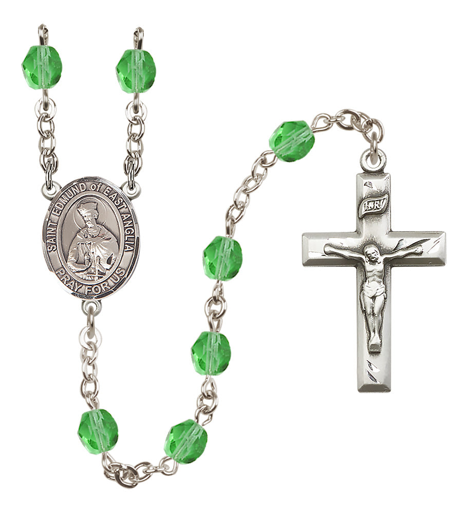 St. Edmund of East Anglia Rosary - 6mm Peridot Fire Polished beads - 8445