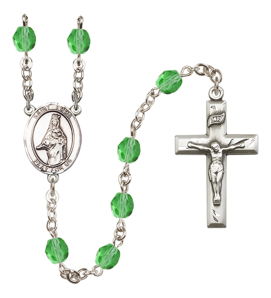 St. Emma Uffing Rosary - 6mm Peridot Fire Polished beads - 8450