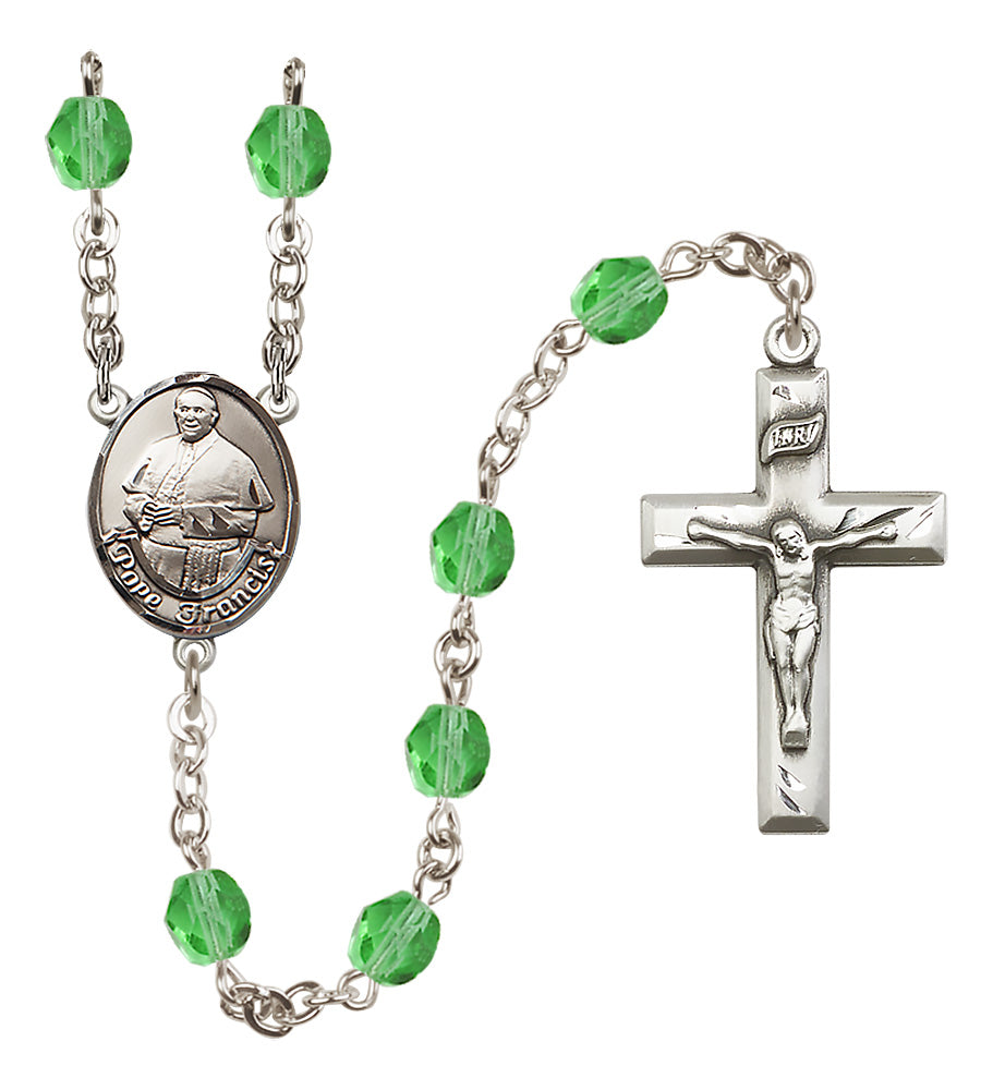 Pope Francis Rosary - 6mm Peridot Fire Polished beads - 8451