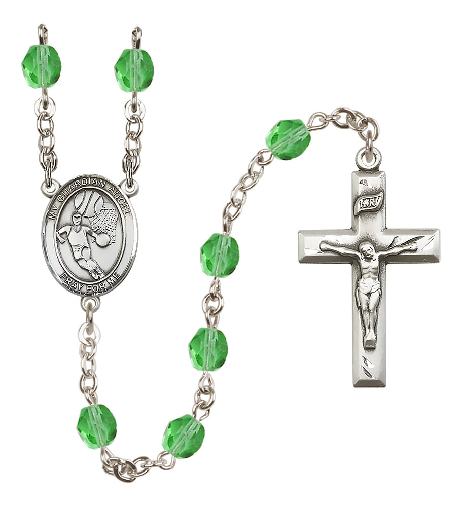 Basketball Rosary - 6mm Peridot Fire Polished beads - 8702