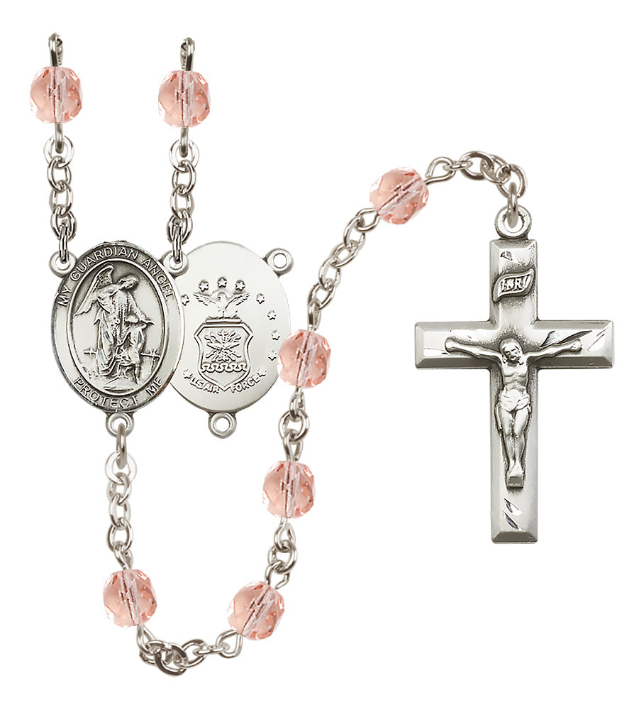 Air Force Rosary - 6mm Pink Fire Polished beads - 8118S1