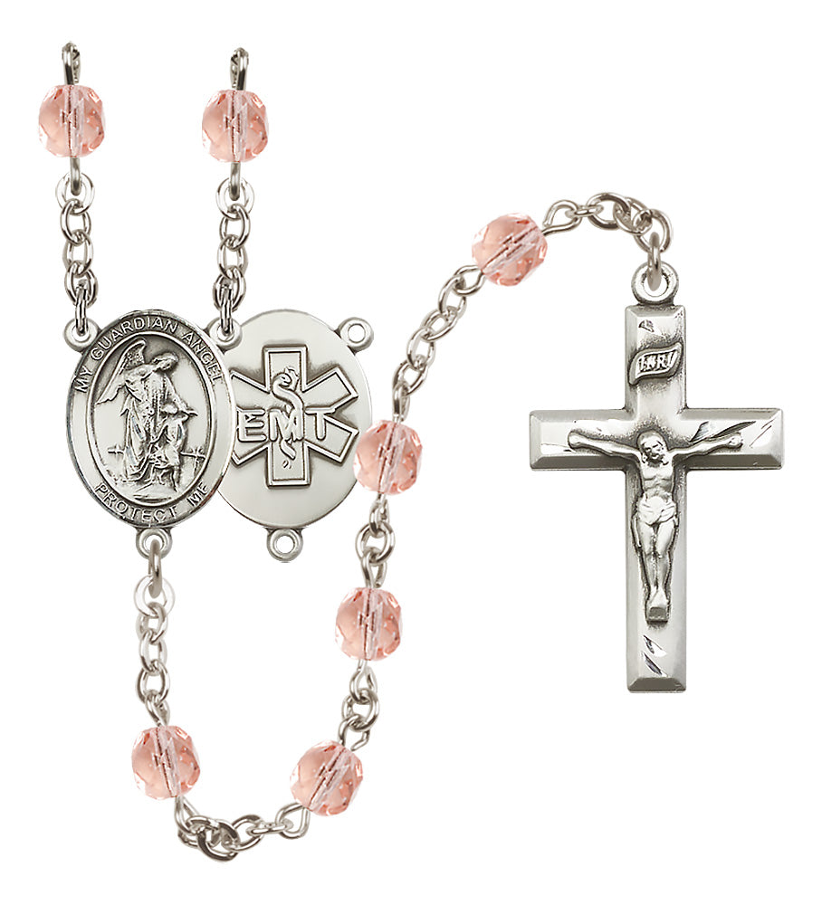 E.M.T.'s Rosary - 6mm Pink Fire Polished beads - 8118S10