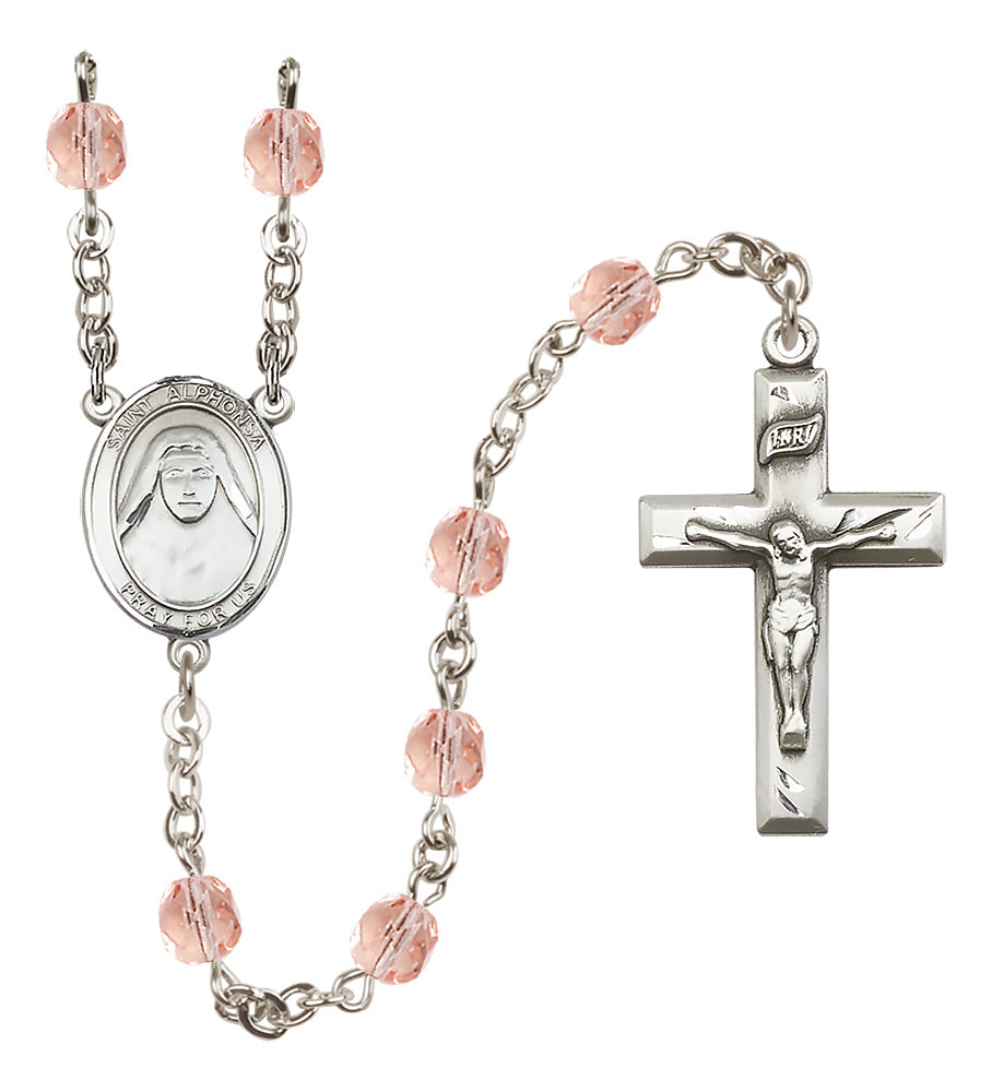 St. Alphonsa of India Rosary - 6mm Pink Fire Polished beads - 8406