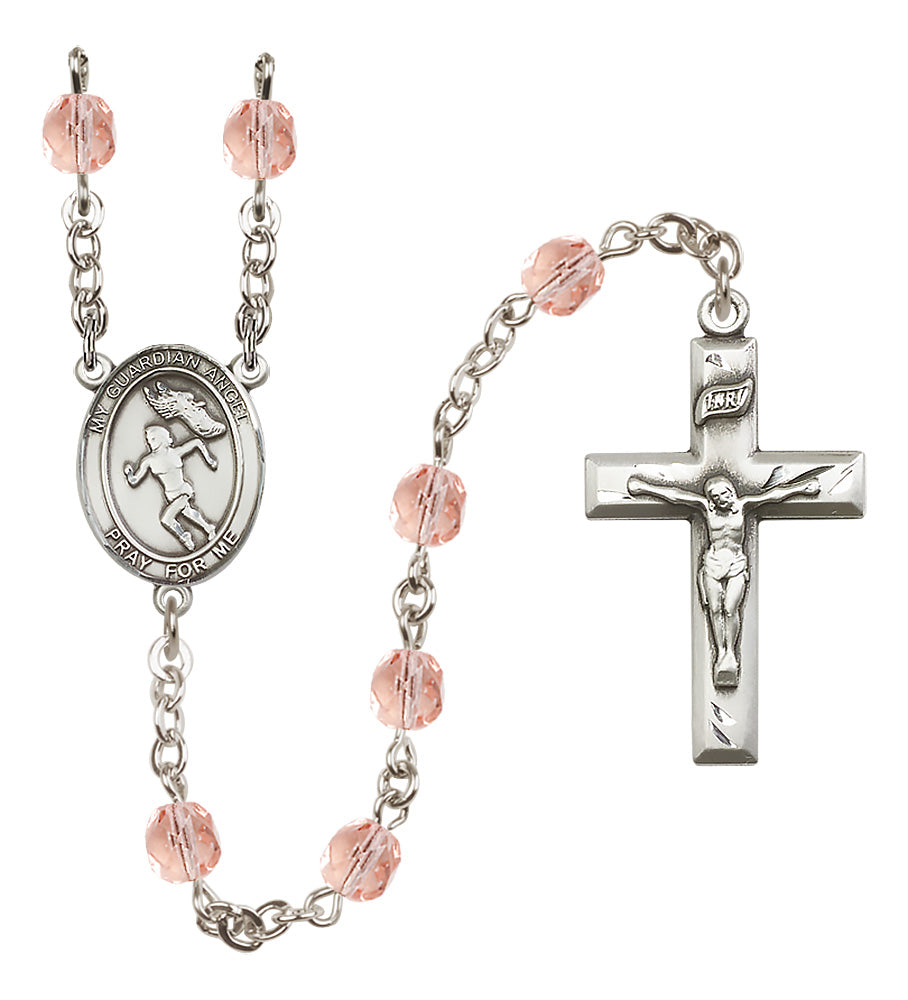 Track & Field Rosary - 6mm Pink Fire Polished beads - 8710