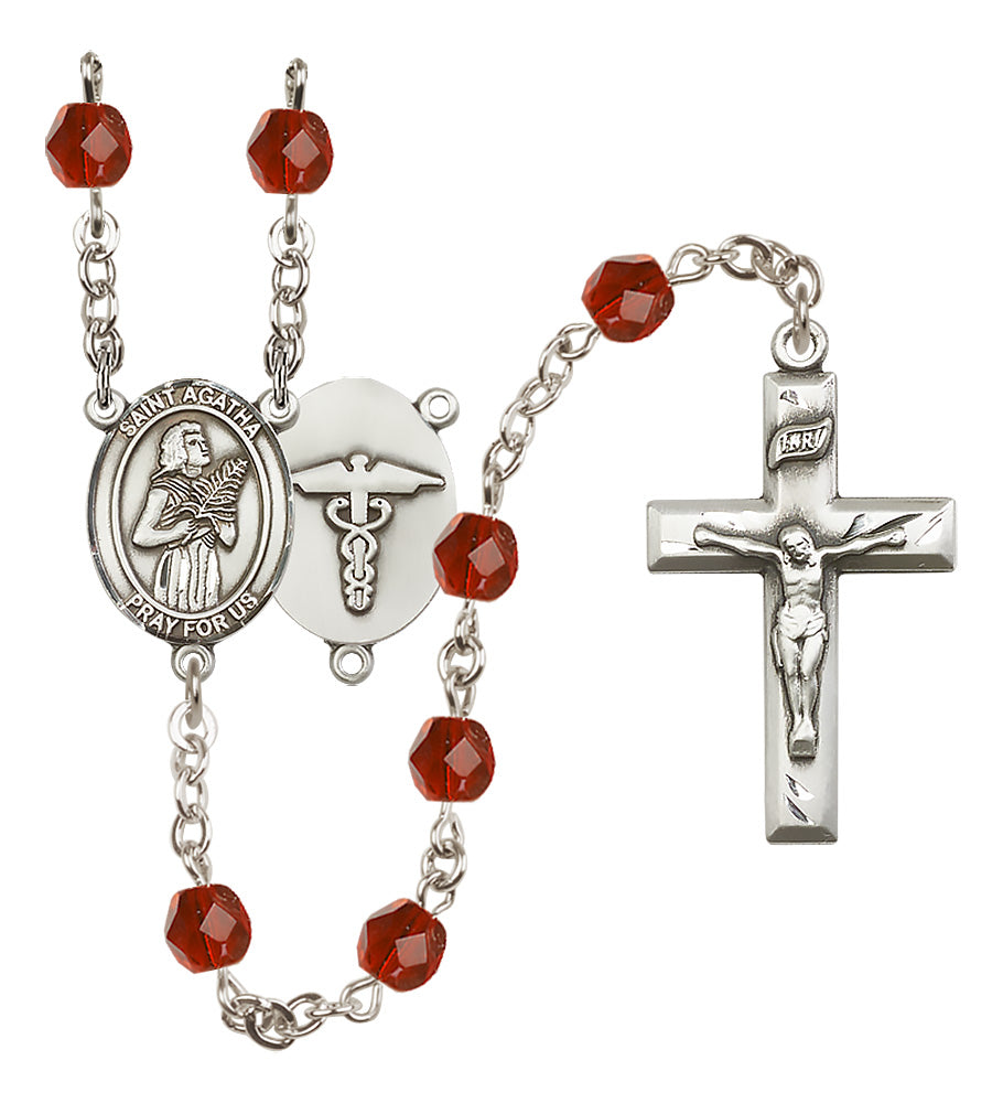 Nurses Rosary - 6mm Ruby Fire Polished beads - 8003S9