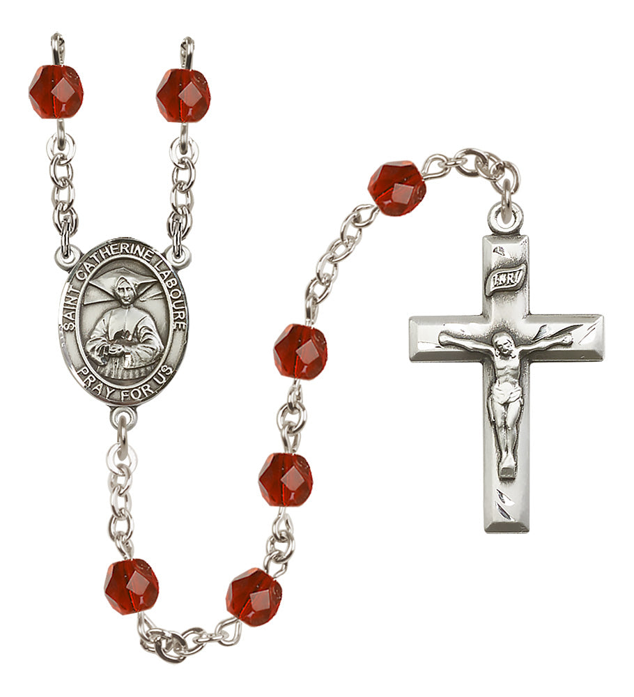 St. Catherine Laboure Rosary - 6mm Ruby Fire Polished beads - 8021