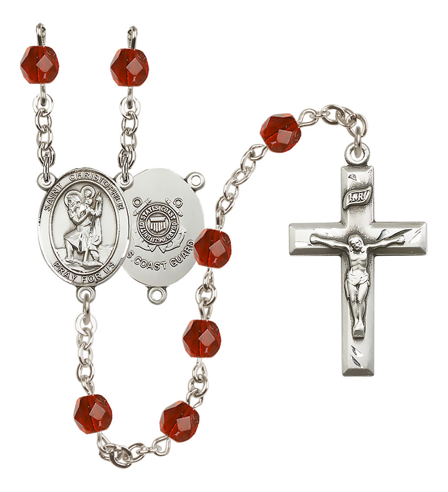 Marines Rosary - 6mm Ruby Fire Polished beads - 8022S3