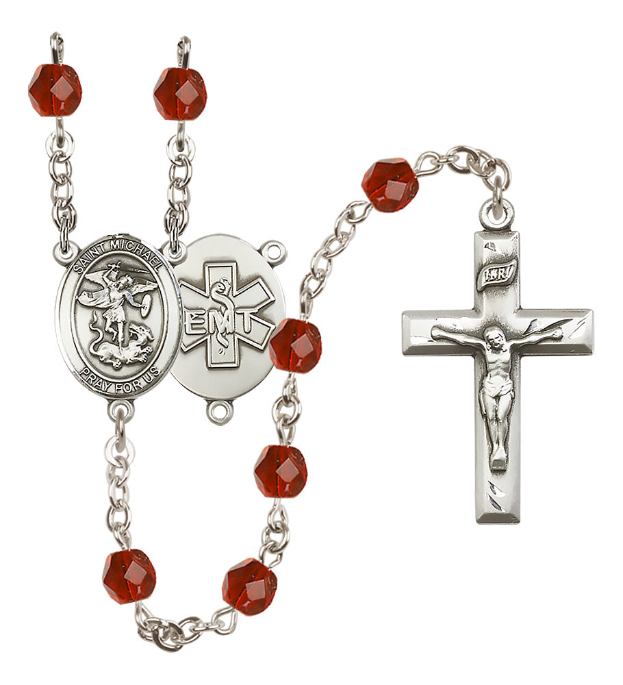 E.M.T.'s Rosary - 6mm Ruby Fire Polished beads - 8076S10