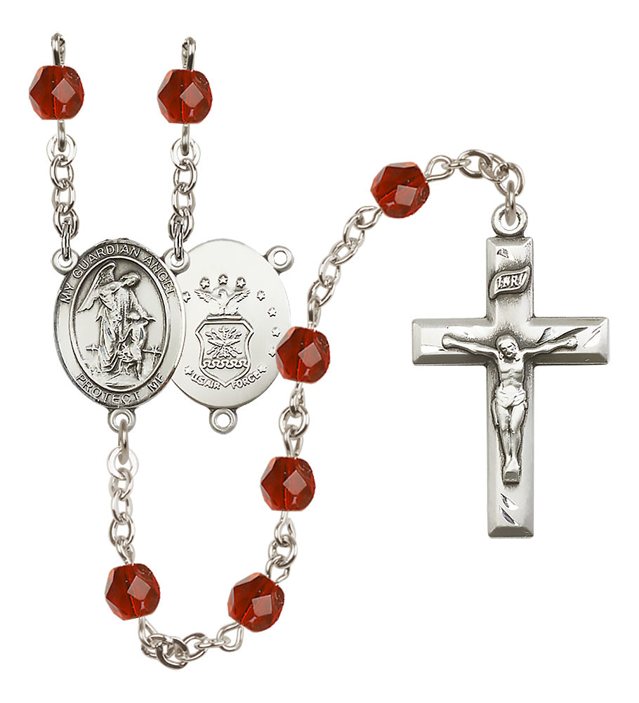 Air Force Rosary - 6mm Ruby Fire Polished beads - 8118S1