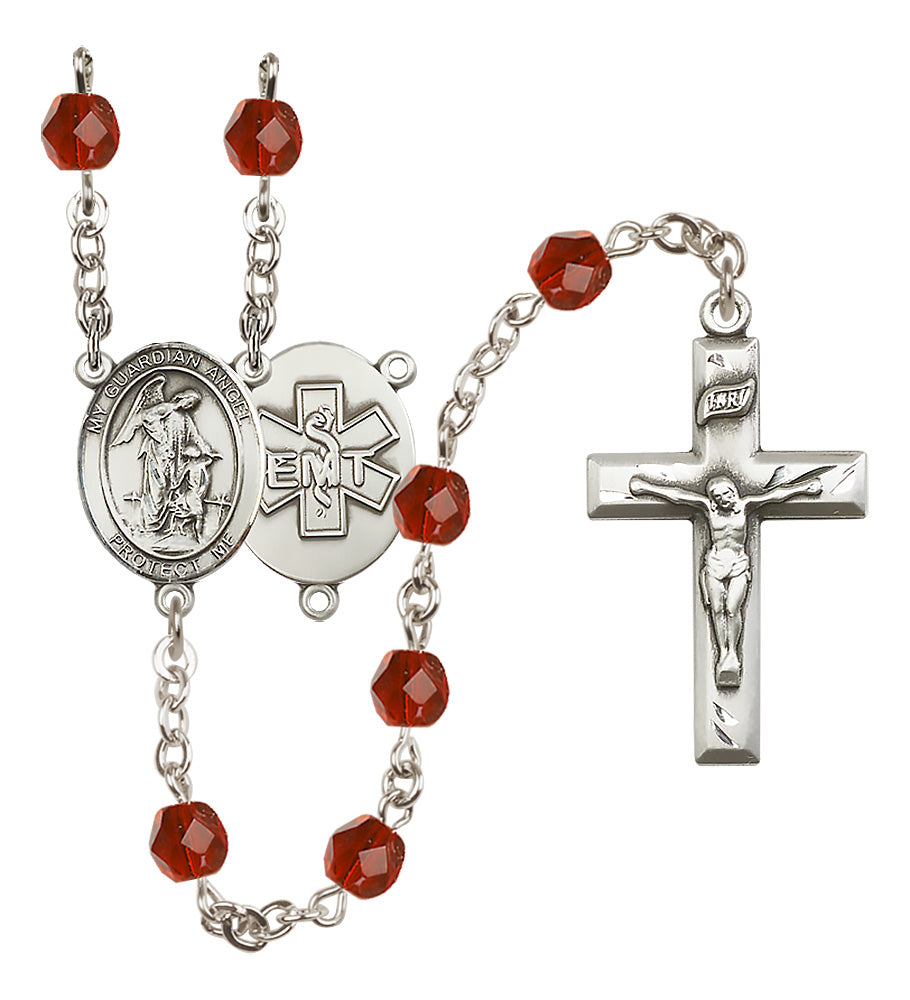 E.M.T.'s Rosary - 6mm Ruby Fire Polished beads - 8118S10
