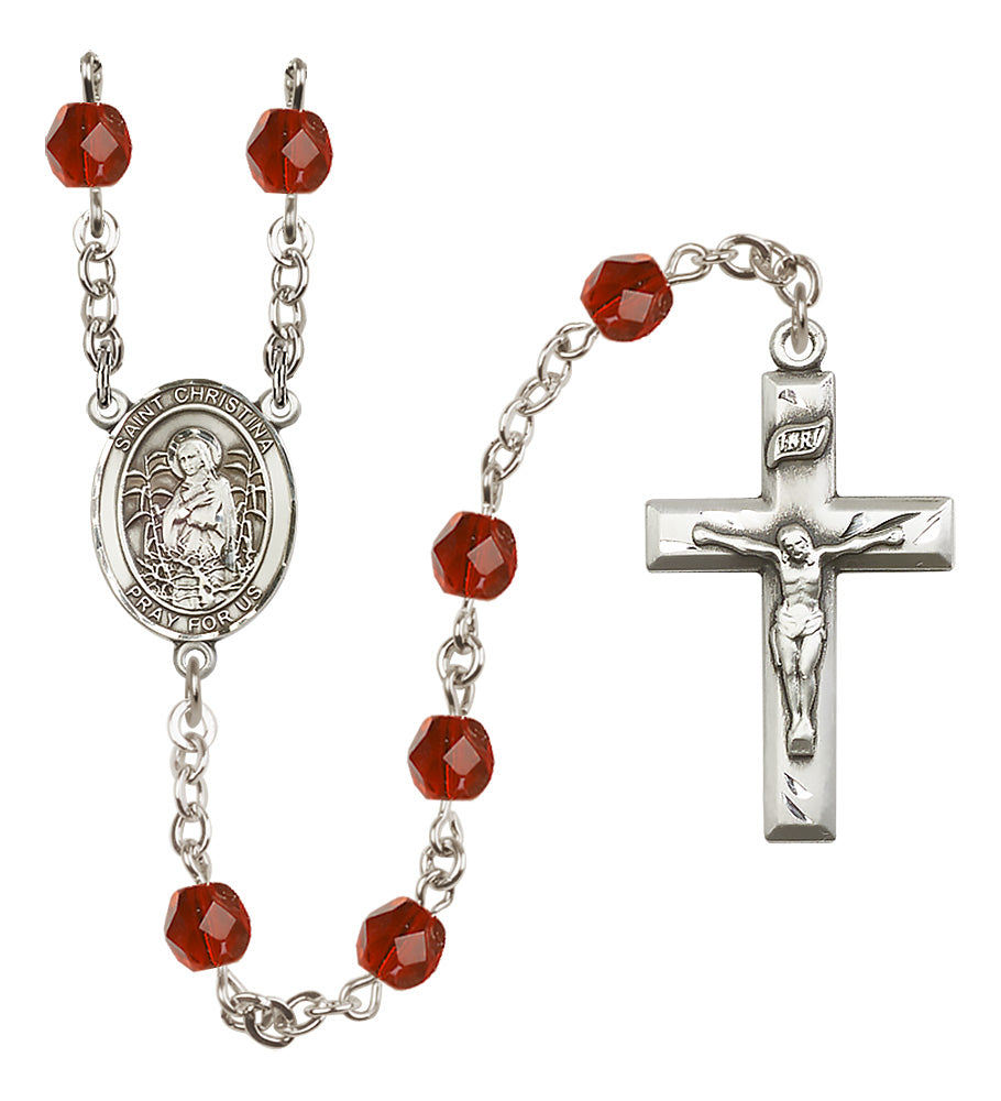 St. Christina the Astonishing Rosary - 6mm Ruby Fire Polished beads - 8320