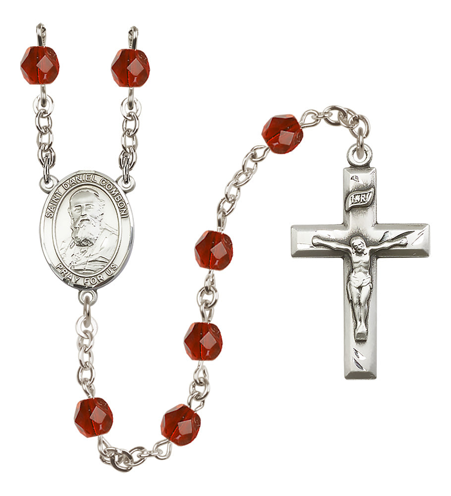 St. Daniel Comboni Rosary - 6mm Ruby Fire Polished beads - 8400