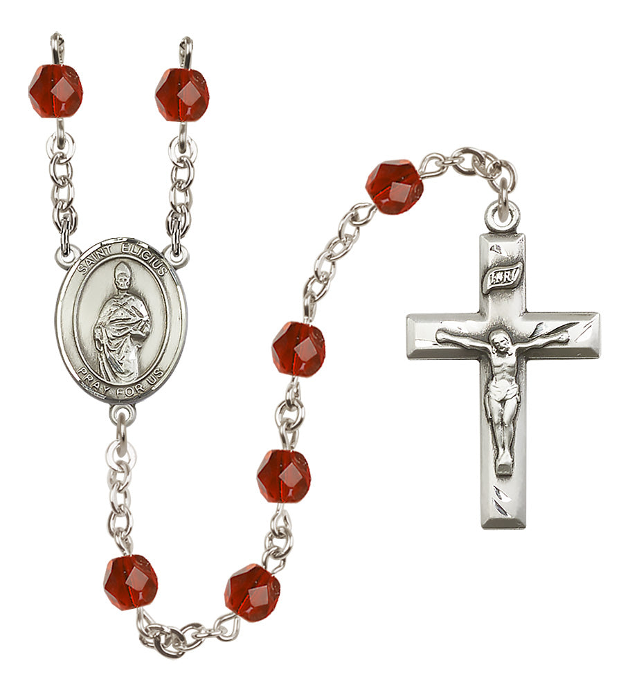 St. Eligius Rosary - 6mm Ruby Fire Polished beads - 8402