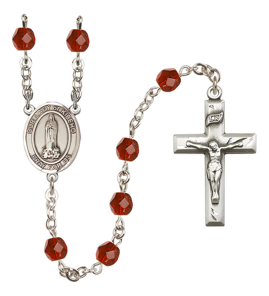 O/L of Kibeho Rosary - 6mm Ruby Fire Polished beads - 8414