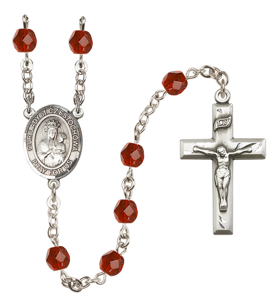 O/L of Czestochowa Rosary - 6mm Ruby Fire Polished beads - 8421