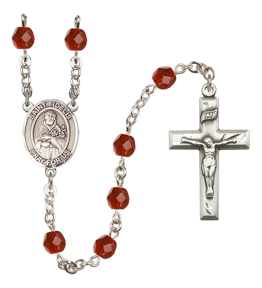 St. Fidelis Rosary - 6mm Ruby Fire Polished beads - 8426