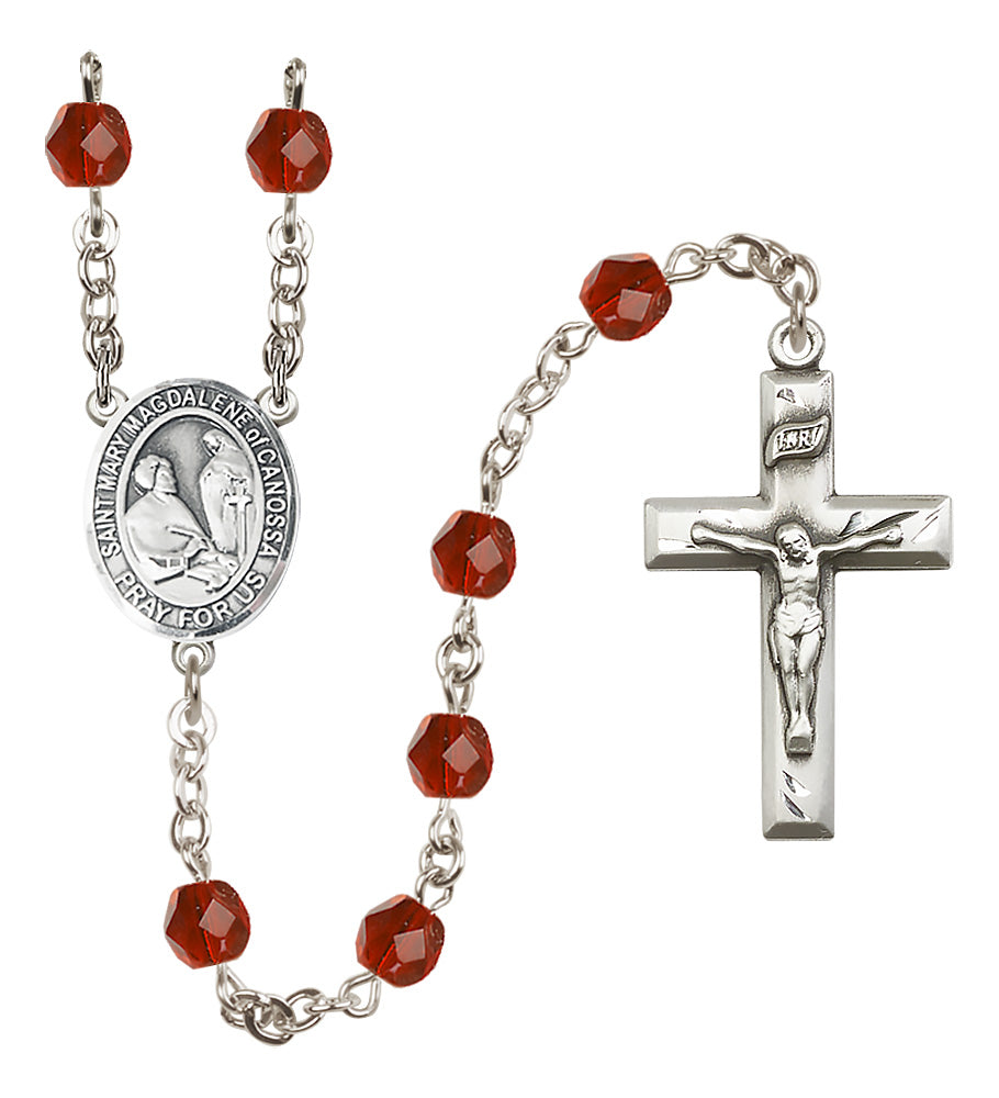 St. Mary Magdalene of Canossa Rosary - 6mm Ruby Fire Polished beads - 8429
