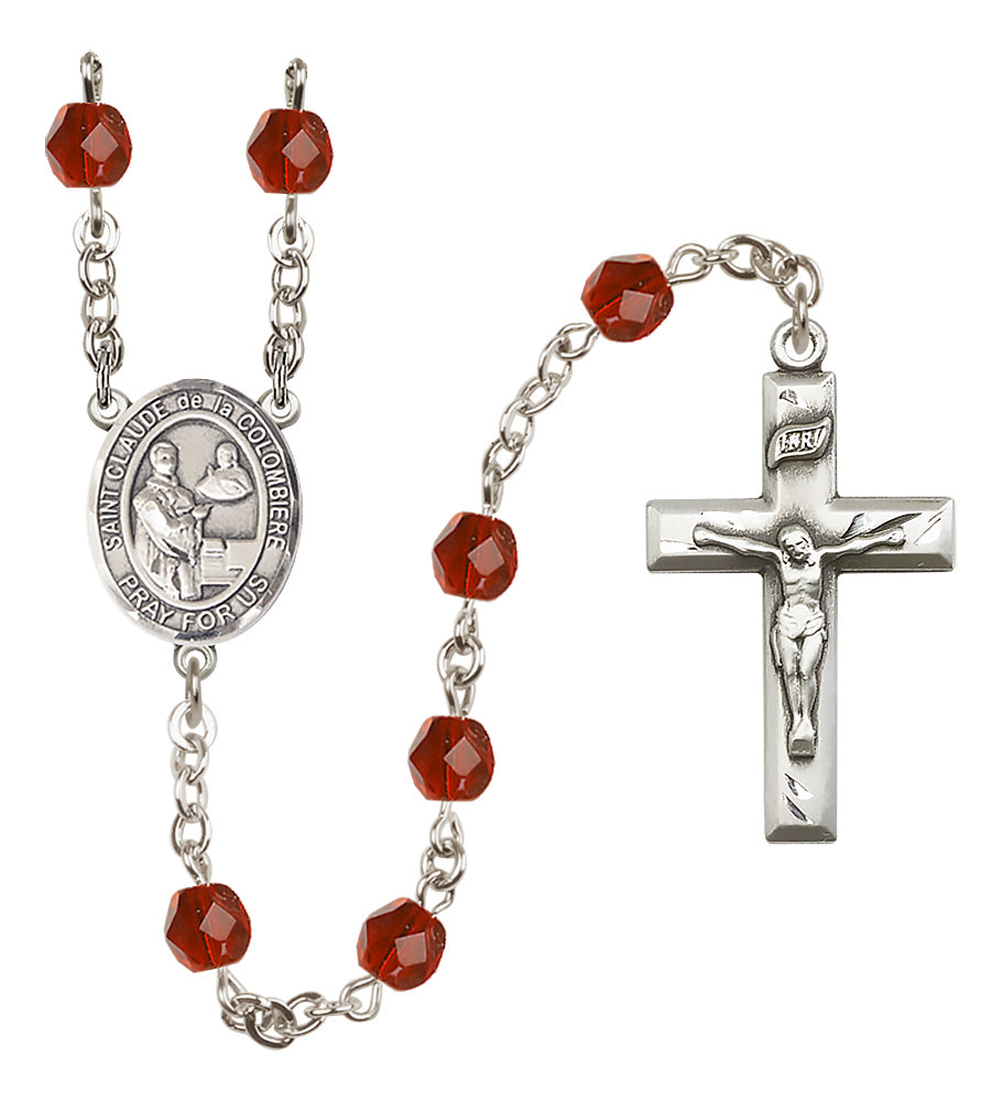 St. Claude de la Colombiere Rosary - 6mm Ruby Fire Polished beads - 8432