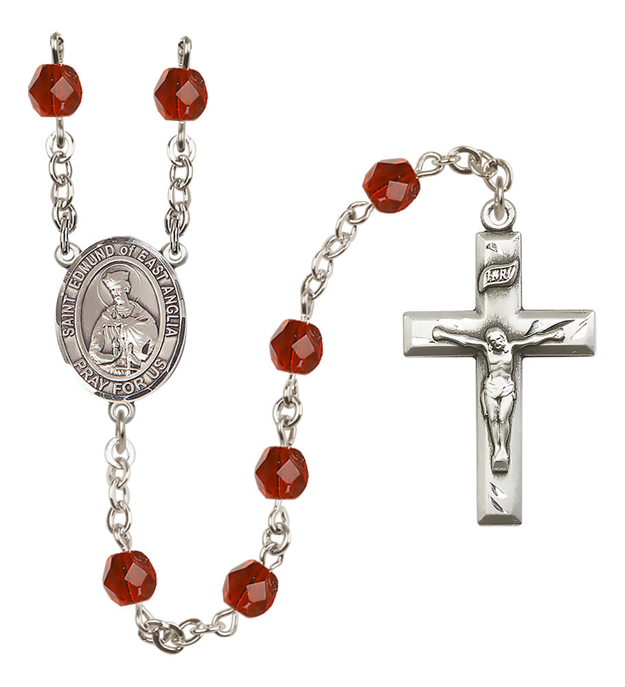 St. Edmund of East Anglia Rosary - 6mm Ruby Fire Polished beads - 8445