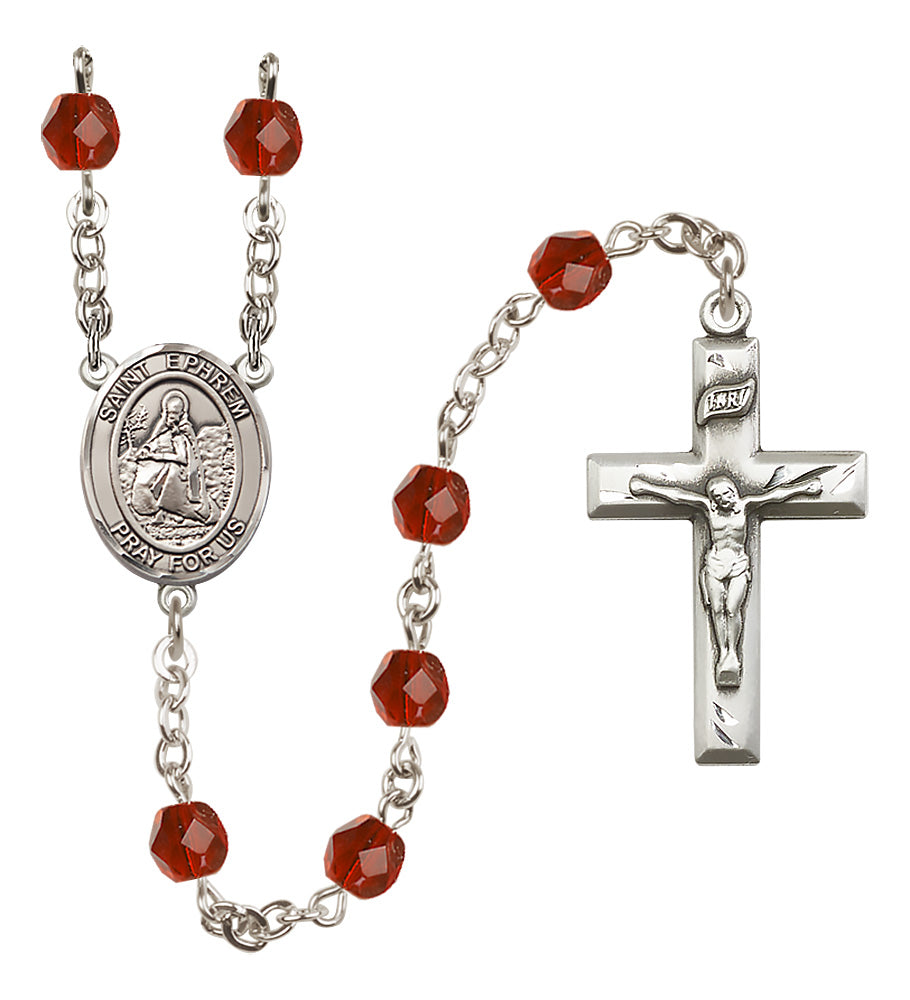 St. Ephrem Rosary - 6mm Ruby Fire Polished beads - 8449