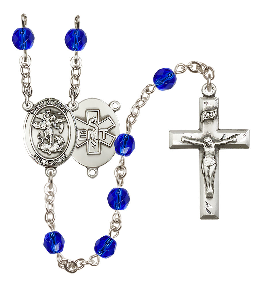 E.M.T.'s Rosary - 6mm Sapphire Fire Polished beads - 8076S10