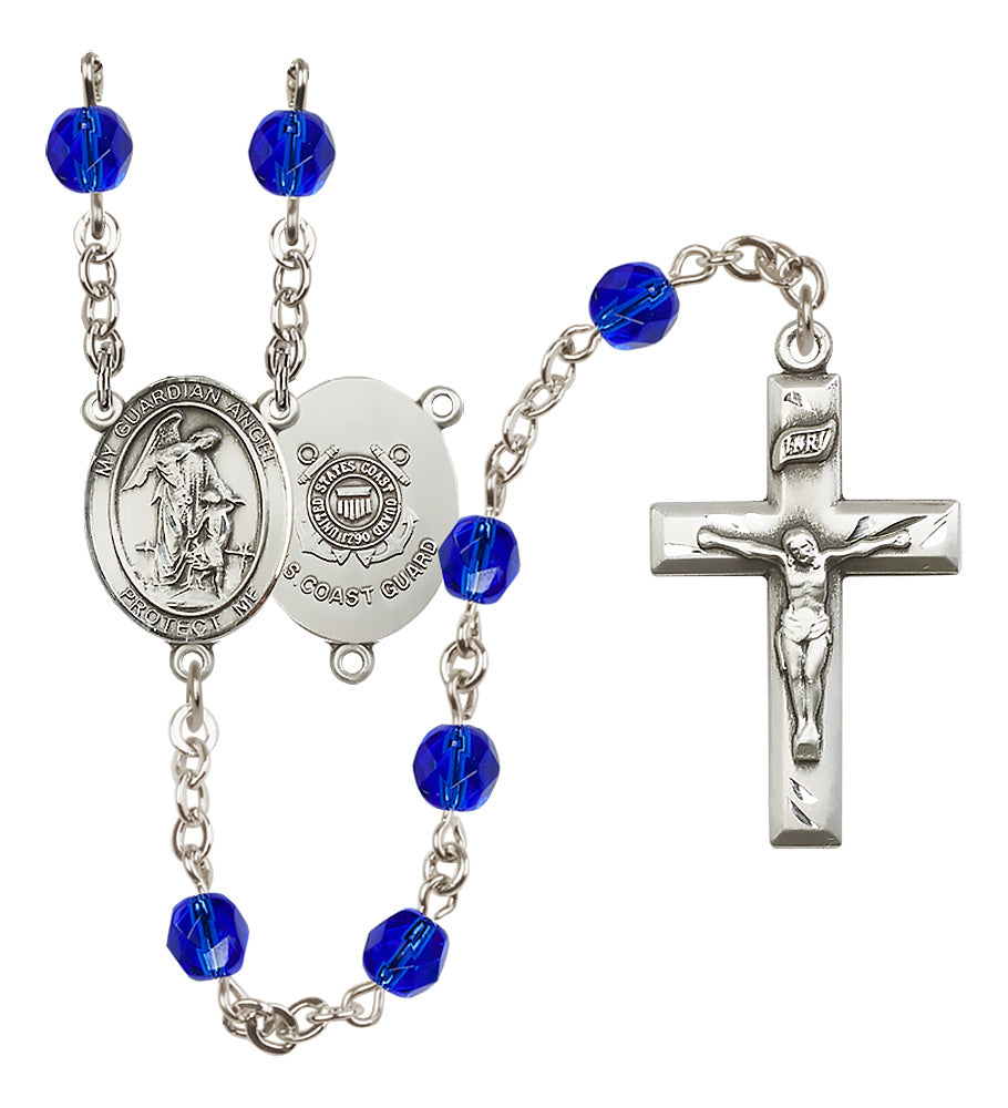 Marines Rosary - 6mm Sapphire Fire Polished beads - 8118S3
