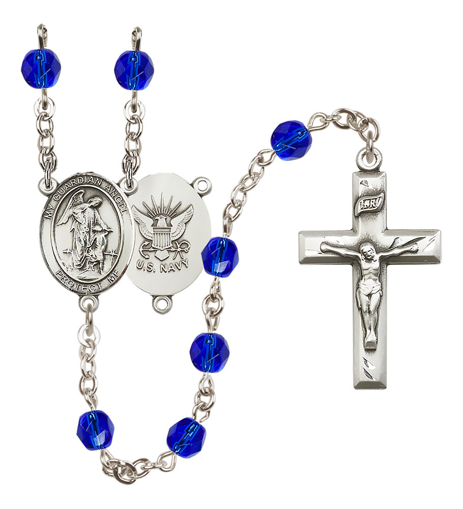 Navy Rosary - 6mm Sapphire Fire Polished beads - 8118S6