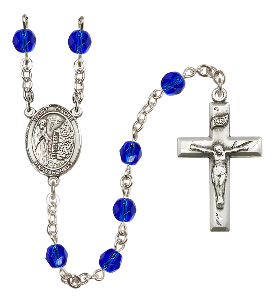 St. Fiacre Rosary - 6mm Sapphire Fire Polished beads - 8298