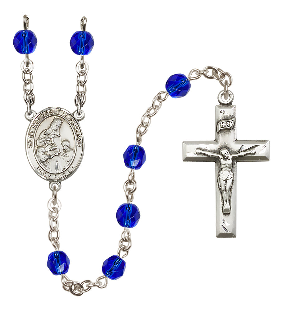 St. Margaret of Scotland Rosary - 6mm Sapphire Fire Polished beads - 8407