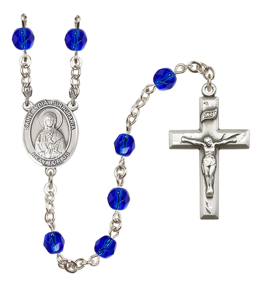 St. Lydia Purpuraria Rosary - 6mm Sapphire Fire Polished beads - 8411
