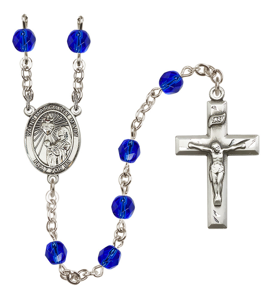St. Margaret Mary Alacoque Rosary - 6mm Sapphire Fire Polished beads - 8420